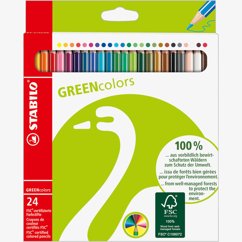 STABILO STABILO GREENcolors Colouring Pencil - Wallet of 24 - Assorted Colours