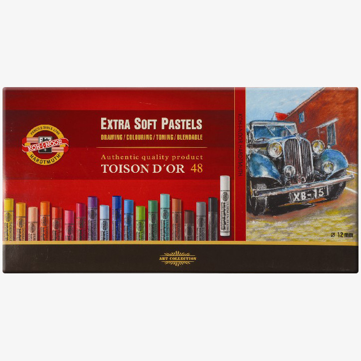 Koh-I-Noor Koh-I-Noor 8556 Artist's Extra Soft Round Dry Chalks - Assorted Colours (Pack of 48)