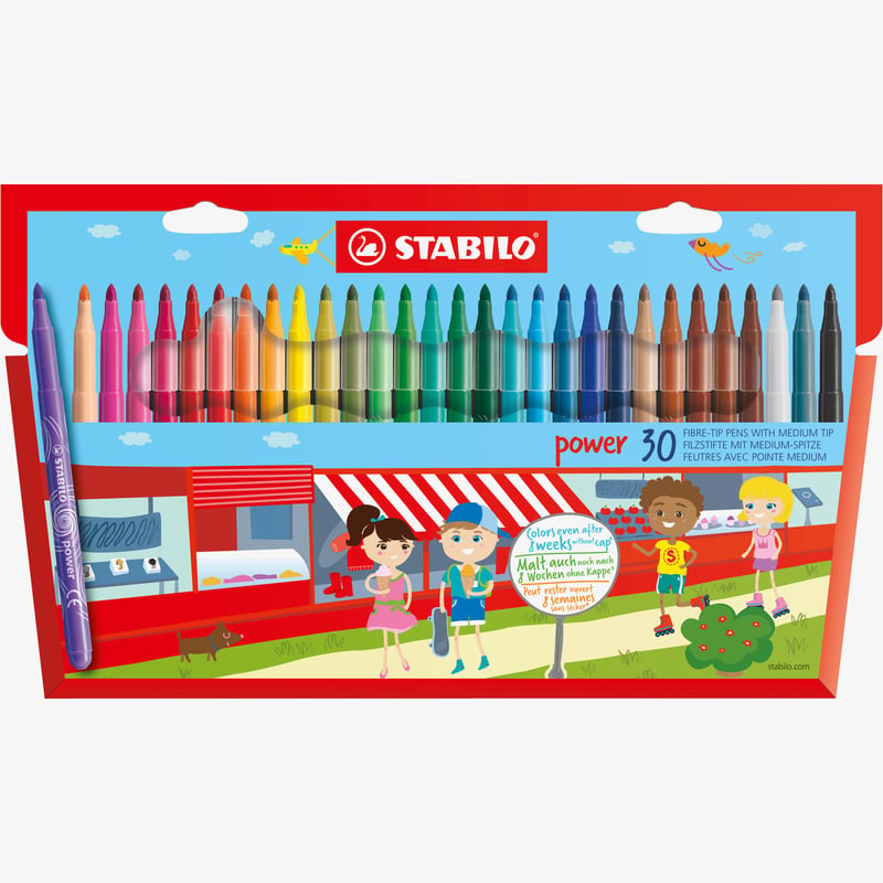 STABILO STABILO power Fibre Tip Pen - Wallet of 30 - Assorted colours