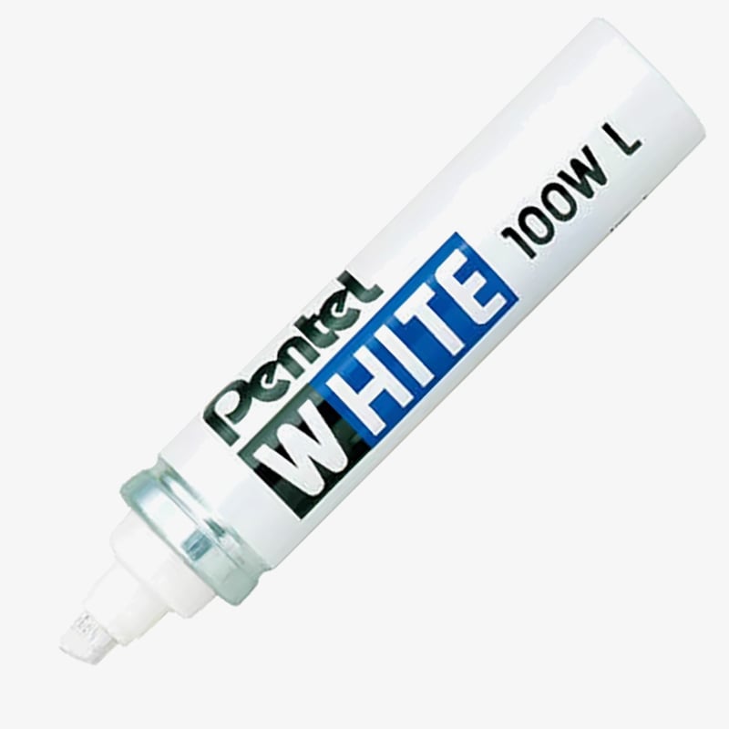Pentel Pentel X100WL Permanent Marker - Broad Chisel Tip - White