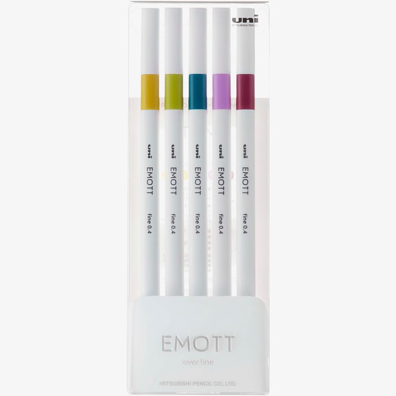 Uni-Ball Uni-Ball PEM-SY Emott Fineliner Pens - Retro Colours (Pack of 5)
