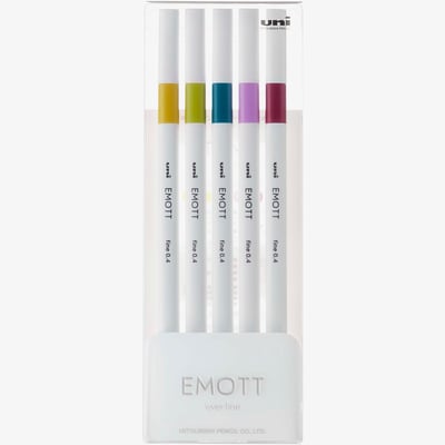 Uni-Ball PEM-SY Emott Fineliner Pens - Retro Colours (Pack of 5)