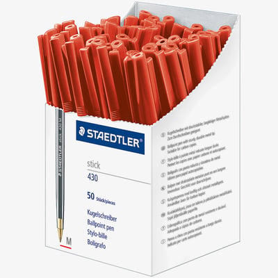 Staedtler Staedtler 430 Stick Ballpoint Pen  - Medium - Red - Box of 50