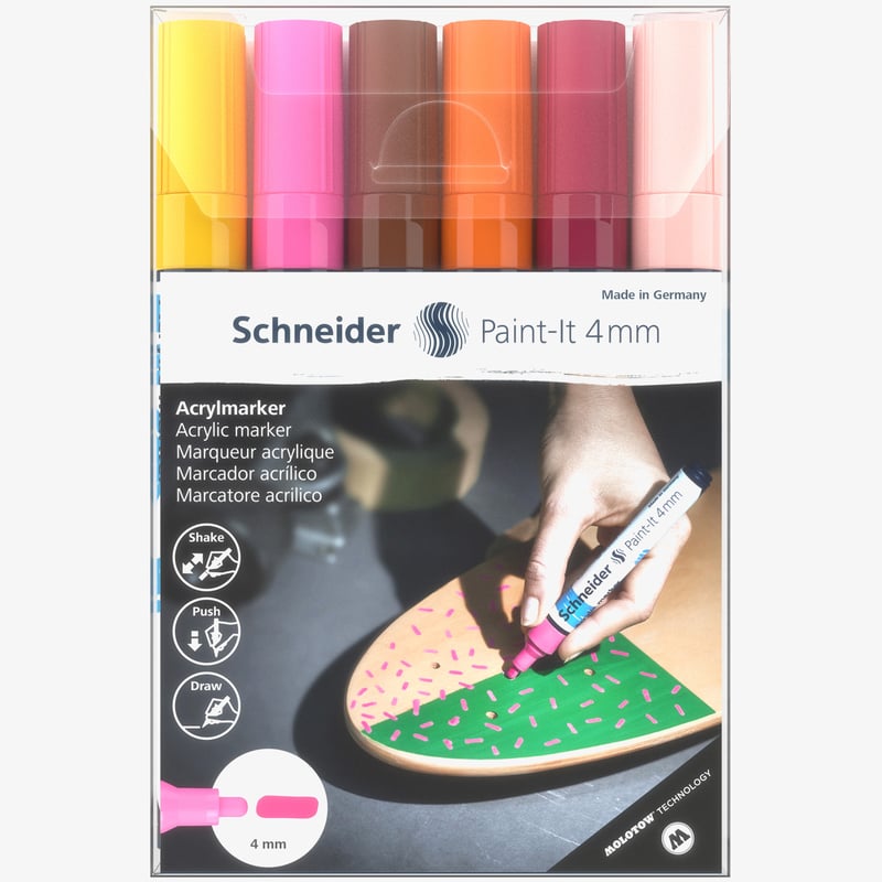 Schneider Schneider Paint-It 320 Acrylic Markers - 4mm - Set 3 (Pack of 6)