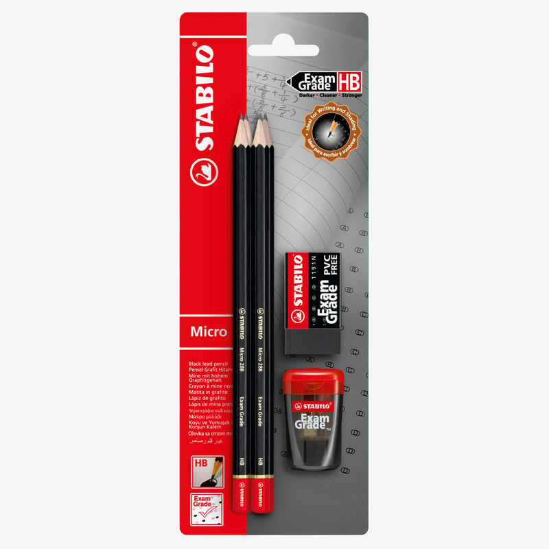 STABILO STABILO Exam Grade Graphite Pencil  - Pack of 4 + Eraser + Sharpener - HB