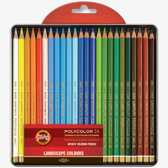 Koh-I-Noor Koh-I-Noor 3824 Coloured Pencils - Assorted Landscape Colours (Blister Tin of 24)