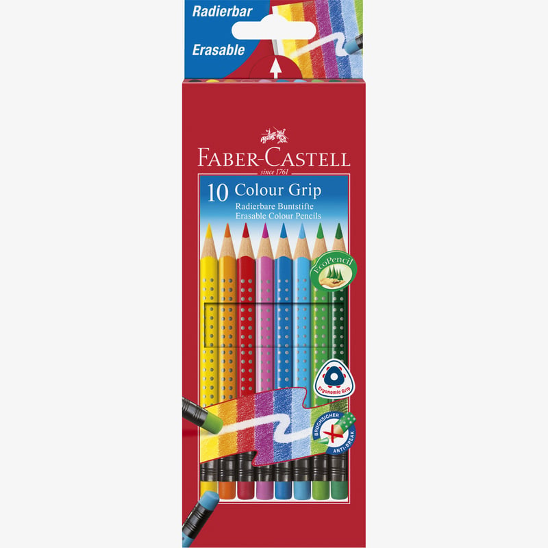 Faber-Castell Faber-Castell Colour Grip Erasable Pencils - Set of 10