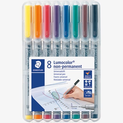Staedtler Staedtler Lumocolor Nonpermanent Pens - Superfine - Assorted Colours (Pack of 8)