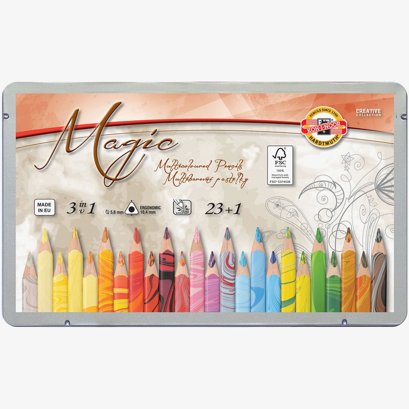 Koh-I-Noor Koh-I-Noor 3408 Jumbo Special Coloured Magic Pencils - Assorted Colours with Blender (Pack of 23)