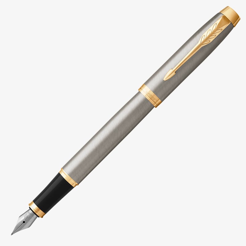 Parker Parker IM Fountain Pen - Brushed Metal Gold Trim