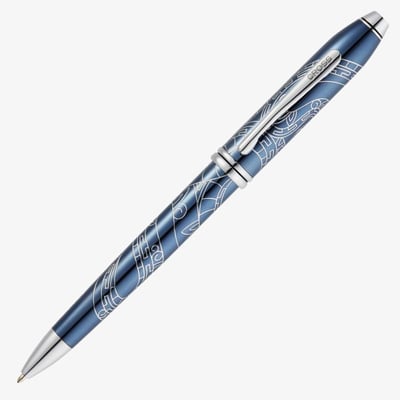 Cross Townsend Zodiac Ballpoint Pen - Year of the Snake - Blue Lacquer Chrome Trim