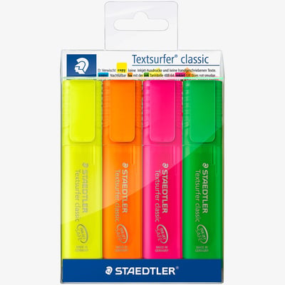 Staedtler Staedtler Textsurfer Classic Highlighter - Assorted Colours (Wallet of 4)