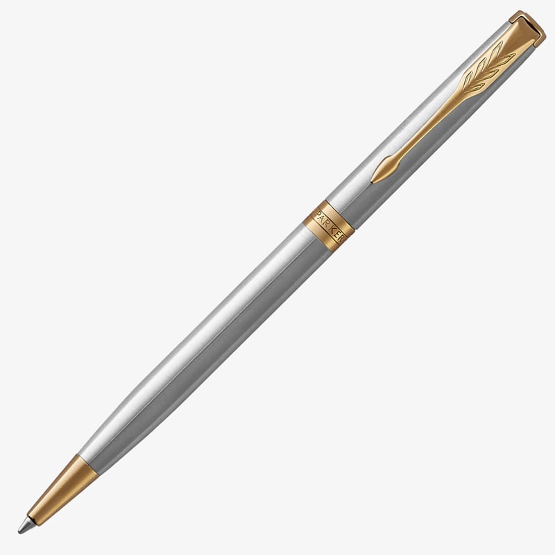 Parker Sonnet Slim Ballpoint Pen - Stainless Steel Gold Trim