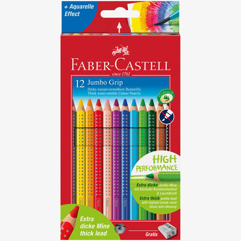 Faber-Castell Faber-Castell Jumbo Grip Colouring Pencils - Assorted Colours (Pack of 12)