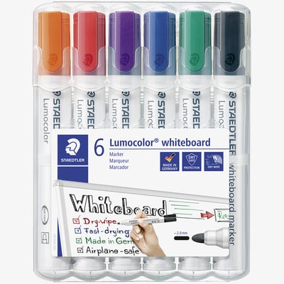 Staedtler Staedtler Lumocolor Whiteboard Markers - Chisel Tip - Assorted Colours (Pack of 6)