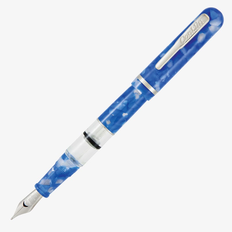 Conklin Conklin Heritage World Gauge Fountain Pen - Blue Swirl Chrome Trim