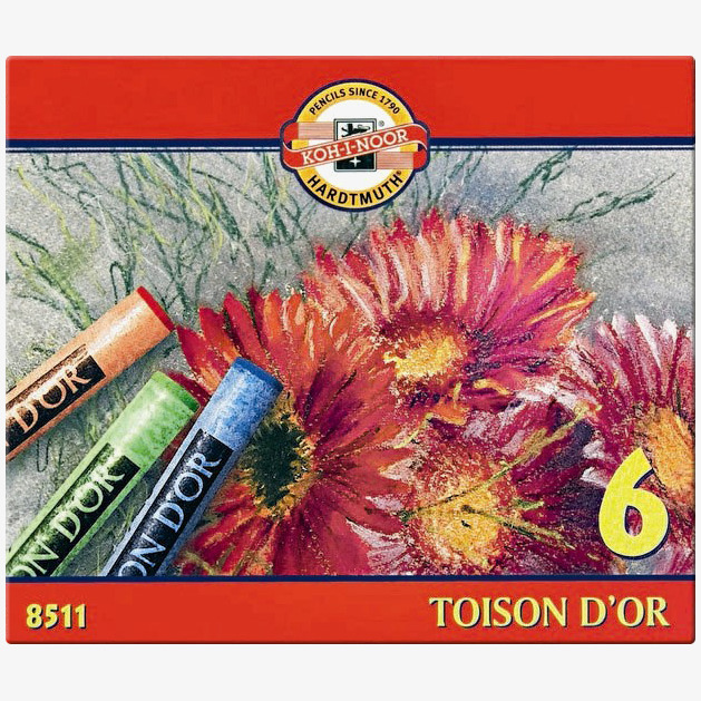 Koh-I-Noor Koh-I-Noor 8511 Artist's Round Dry Chalks - Assorted Colours (Pack of 6)