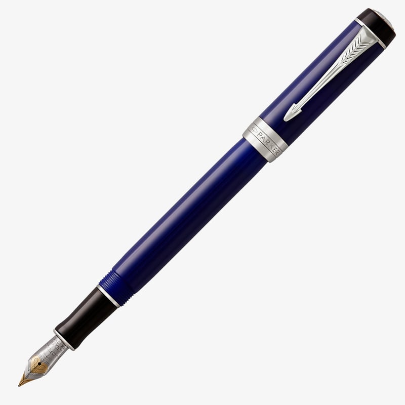 Parker Parker Duofold Classic Fountain Pen - International Blue & Black Chrome Trim