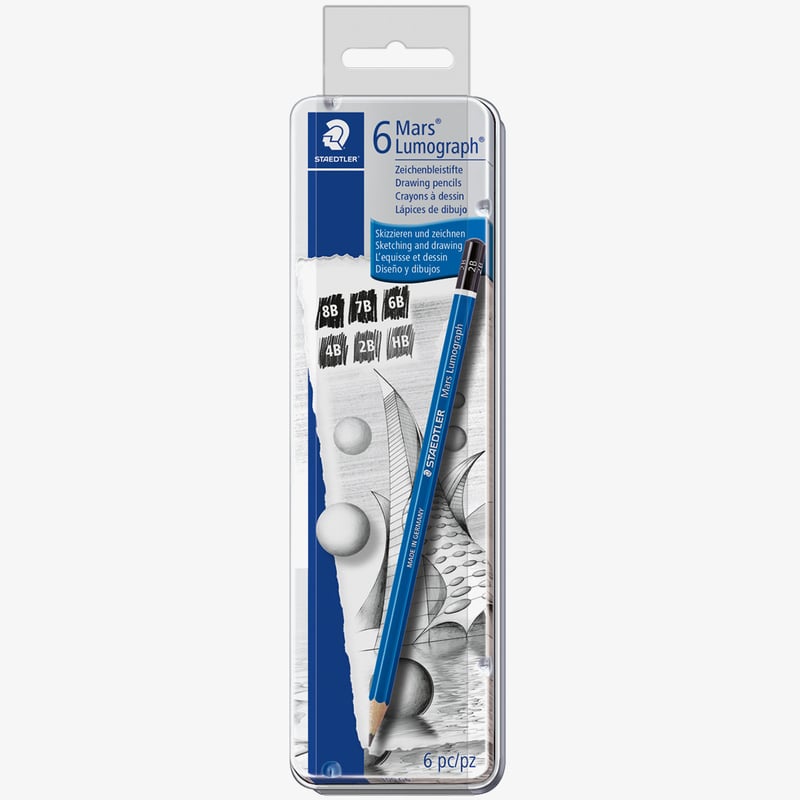 Staedtler Staedtler Mars Lumograph Drawing Pencils - Soft Degrees (tin of 6)