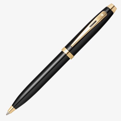 Sheaffer 100 Ballpoint Pen - Gloss Black Gold Trim