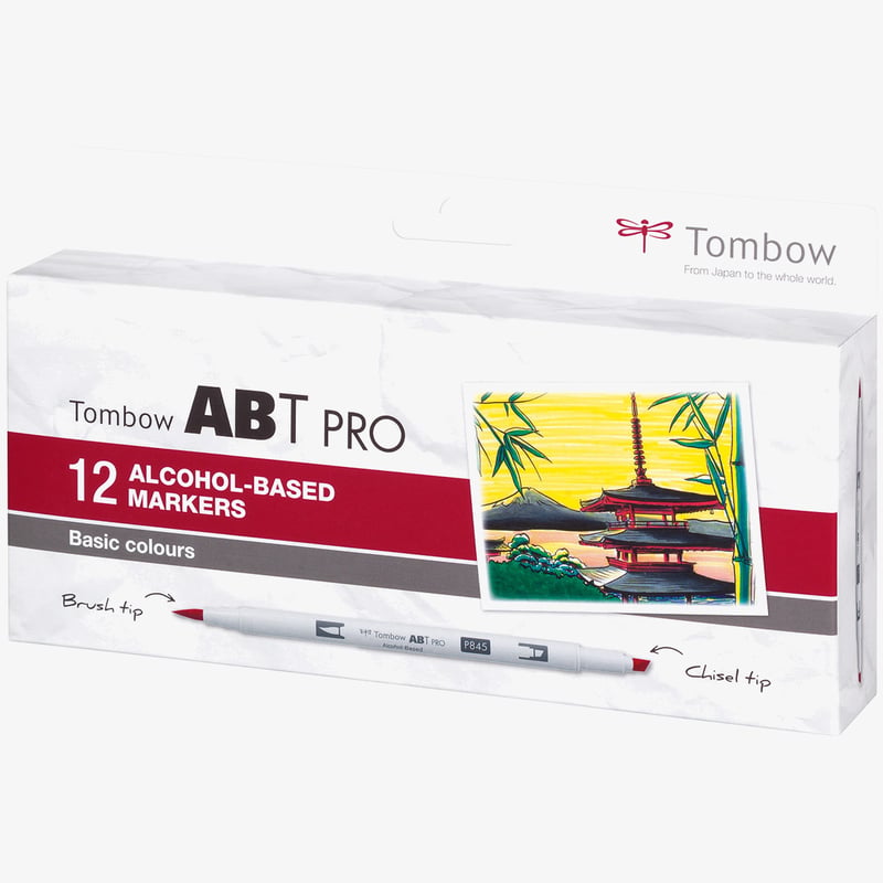 Tombow Tombow ABT PRO Markers - Basic Colours (Pack of 12)