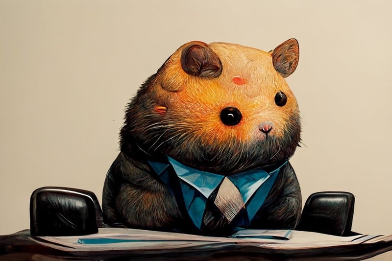 Jamie the Workaholic Hamster. A.I. Generated Illustration by Midjourney