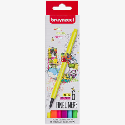Bruynzeel Fineliner Set - Neon Colours - Pack of 6