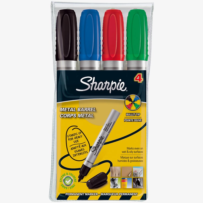 Sharpie Marker Pen - Bullet Tip - Assorted Colours (Pack of 4)