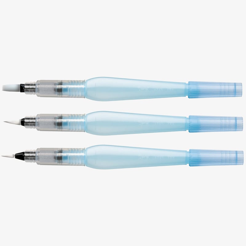 Pentel Pentel Arts Aquash Water Brushes - Fine Medium & Flat (Pack of 3)