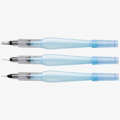 Pentel Pentel Arts Aquash Water Brushes - Fine Medium & Flat (Pack of 3)