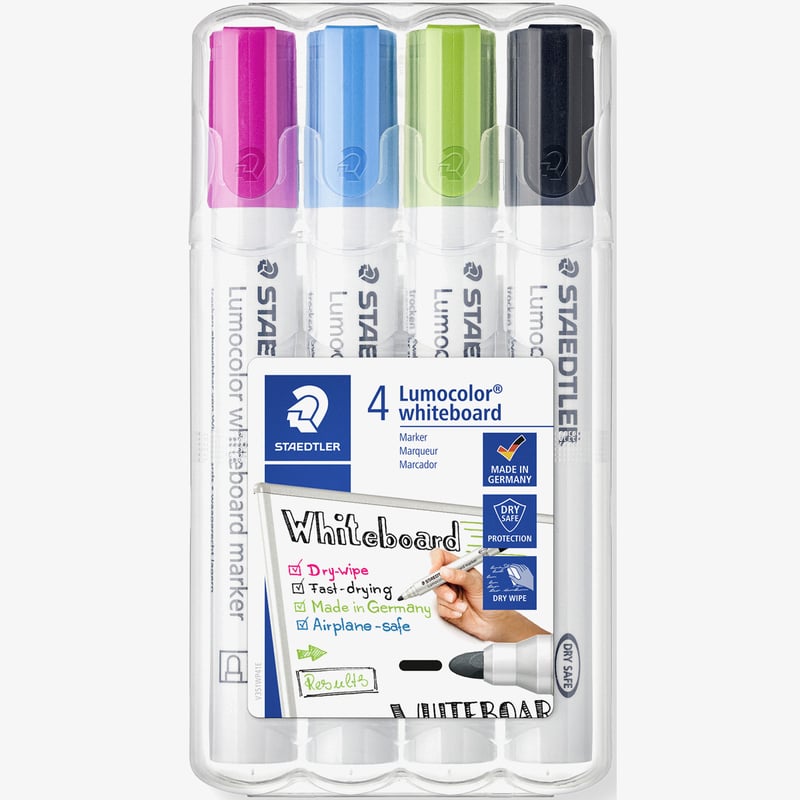 Staedtler Staedtler Lumocolor Whiteboard Marker - Bullet Tip - Fun Colours (Pack of 4)