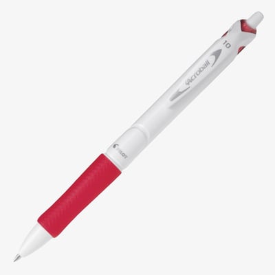 Pilot Acroball Pure White Ballpoint Pen - Red - 1.0mm