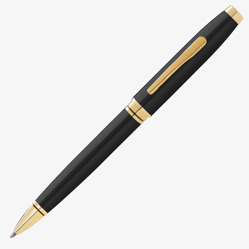 Cross Cross Coventry Ballpoint Pen - Black Lacquer Gold Trim