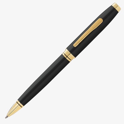 Cross Coventry Ballpoint Pen - Black Lacquer Gold Trim