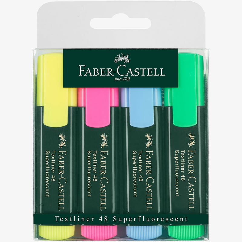 Faber-Castell Faber-Castell Textliner 48 Highlighter - Assorted Colours (Pack of 4)