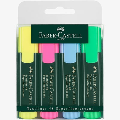 Faber-Castell Faber-Castell Textliner 48 Highlighter - Assorted Colours (Pack of 4)