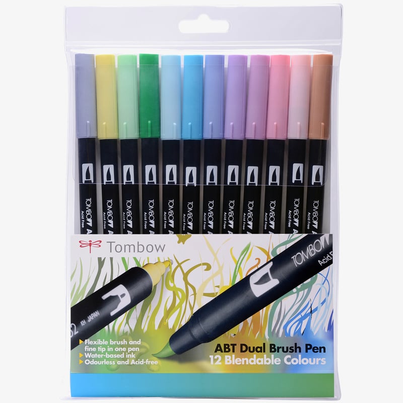 Tombow Tombow ABT Dual Brush Pens - Pastel Colours (Pack of 12)