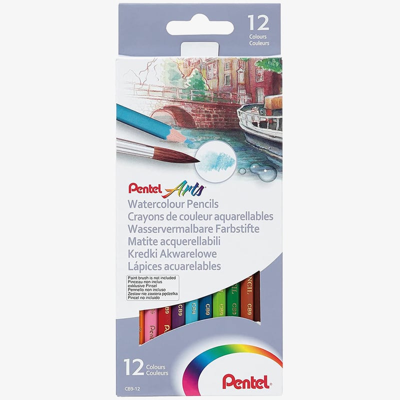 Pentel Pentel Arts Watercolour Pencils - Assorted Colours (Set of 12)