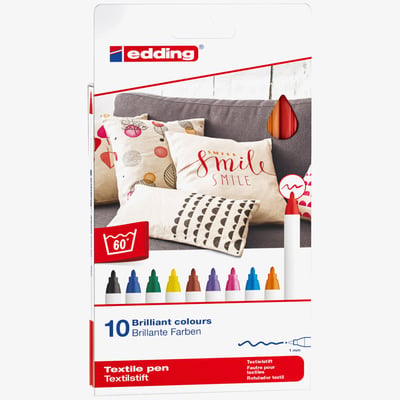 Edding Edding 4600 Textile Pens - Assorted Basic Colours (Pack of 10)