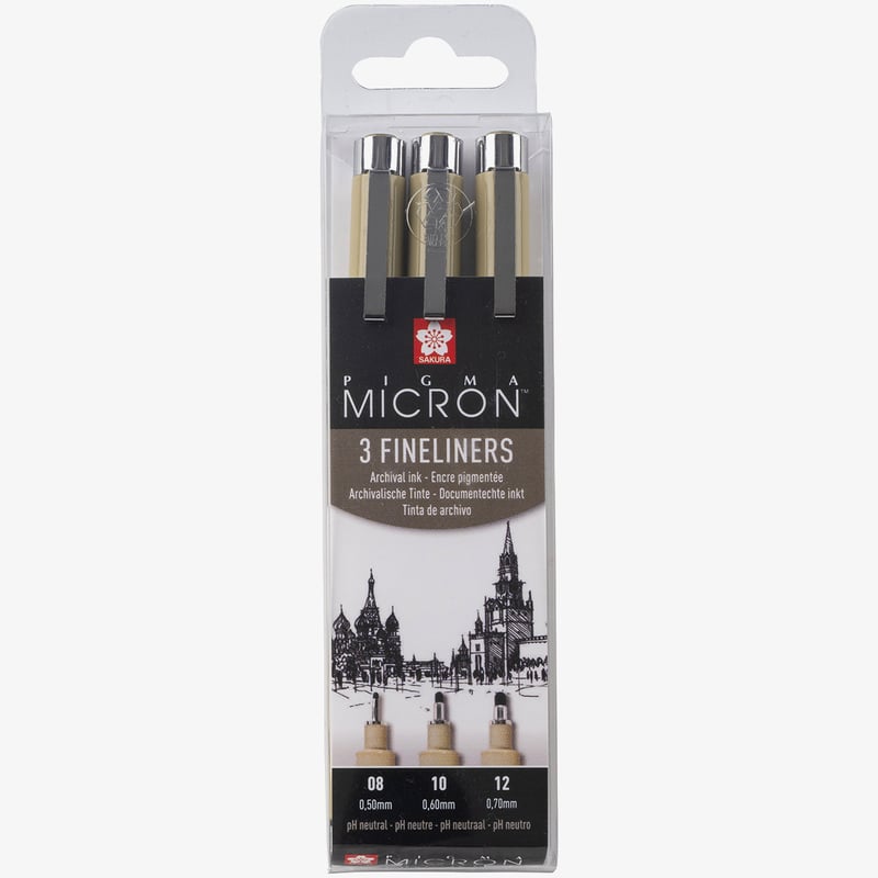 Sakura Sakura Pigma Micron Pen Set - Black - Assorted Tip Sizes (Pack of 3)