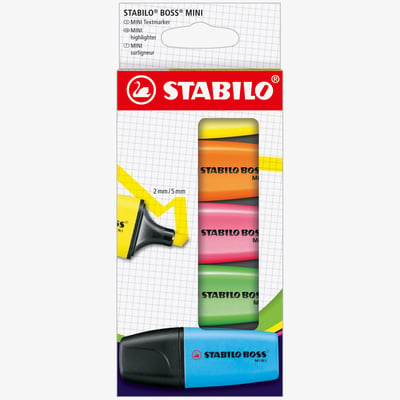 STABILO STABILO BOSS MINI Highlighter - Wallet of 5 - Assorted Colours