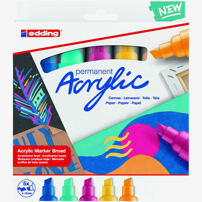 Edding Edding 5000 Acrylic Paint Markers - Chisel Tip - Broad - Abstract Colours (Pack of 5)