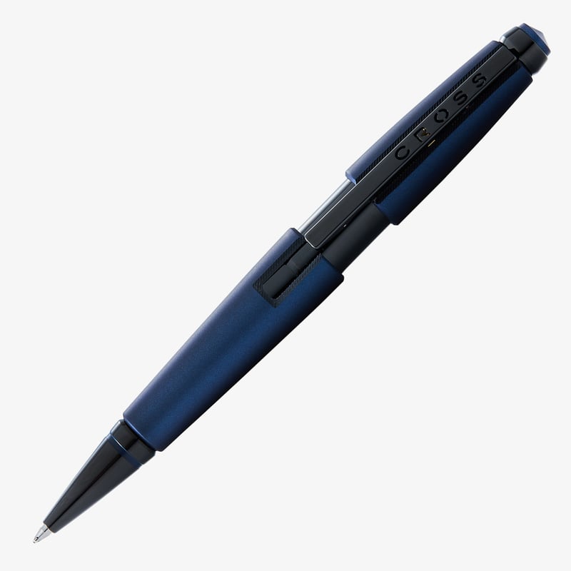 Cross Cross Edge Rollerball Pen - Matte Blue Lacquer PVD Trim