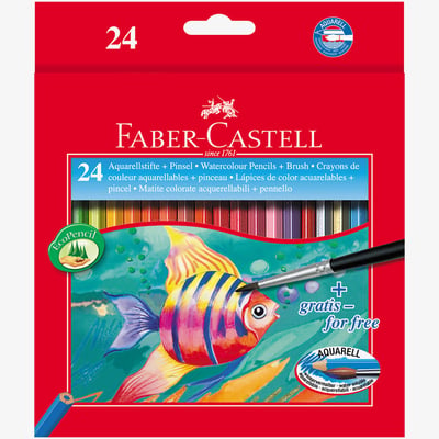 Faber-Castell Aquarelle Watercolour Pencils - Assorted Colours (Pack of 24)