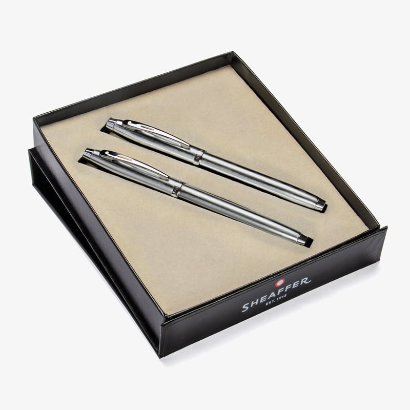 Sheaffer Sheaffer 100 Fountain Pen & Rollerball Pen Gift Set - Brushed Chrome
