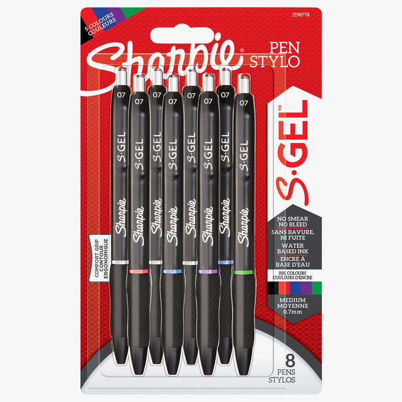 Sharpie Sharpie S-Gel Pen - 0.7mm - Assorted  (Blister of 8)