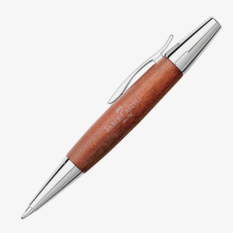 Faber-Castell Faber-Castell e-motion Ballpoint Pen - Brown Wood and Chrome