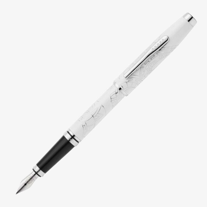 Cross Cross Coventry Zodiac Fountain Pen - Year of the Snake - Pearl White Lacquer Chrome Trim
