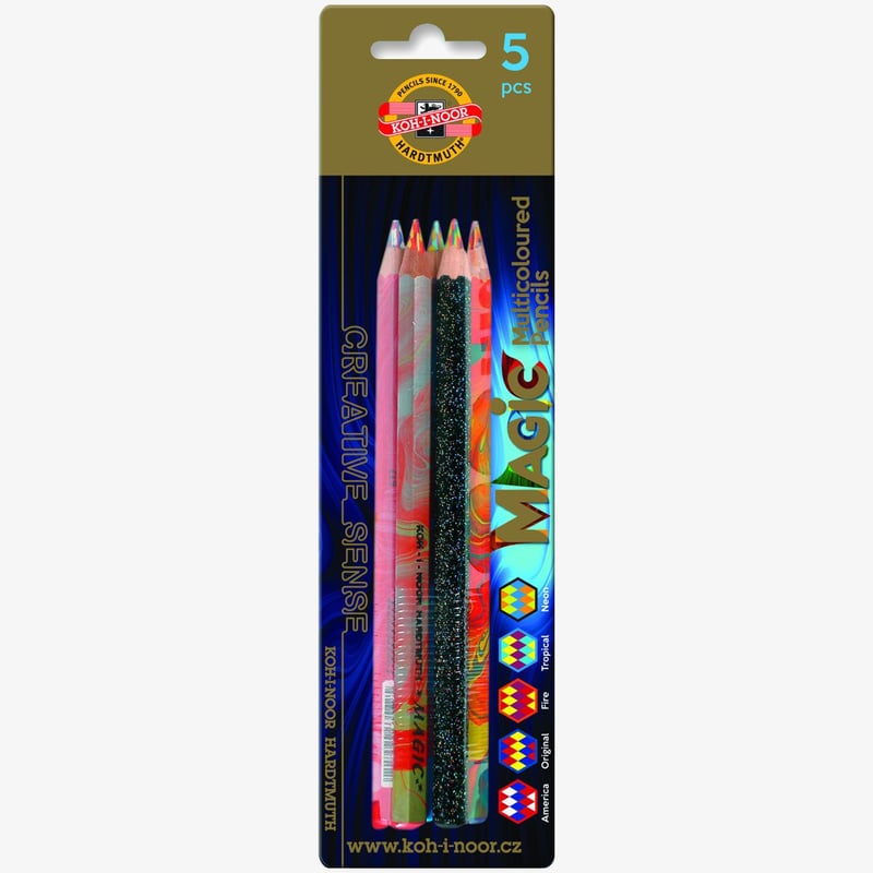 Koh-I-Noor Koh-I-Noor 3406 Jumbo Special Coloured Magic Pencils - Assorted Colours (Blister of 5)