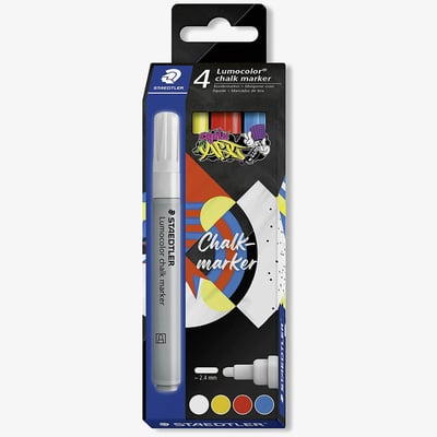 Staedtler Lumocolor Chalk Markers - Assorted Colours (Pack of 5)